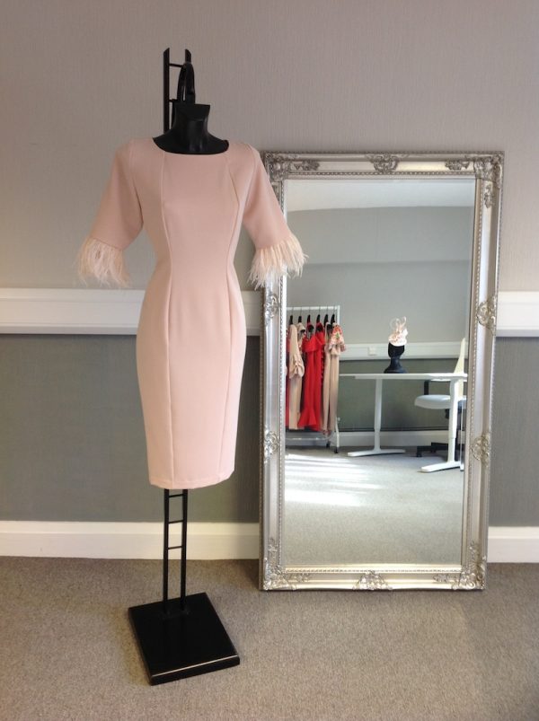 Feather cuff dress