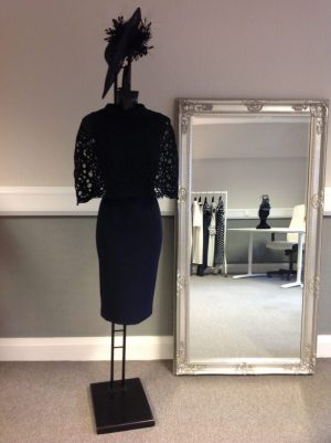 Two piece dress with lace cape
